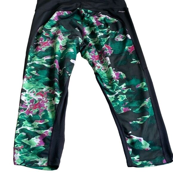 Adidas Climalite Compression Workout Leggings Cropped 21” Inseam Black Multi M - Picture 2 of 9